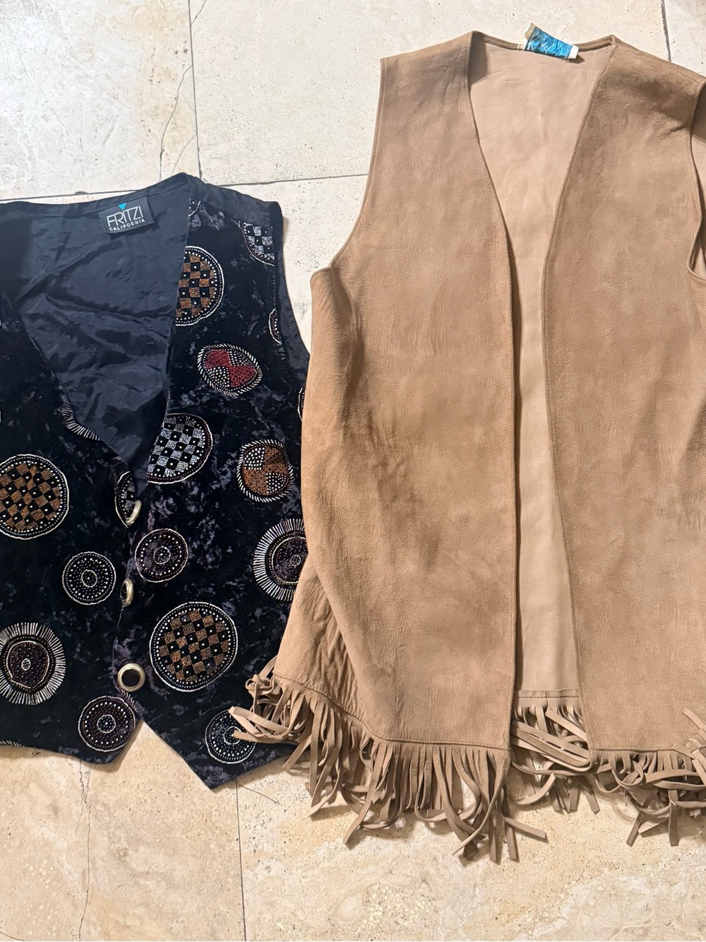 2 vintage cute retro hippie vests